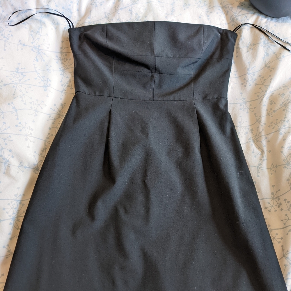 Theory black strapless dress